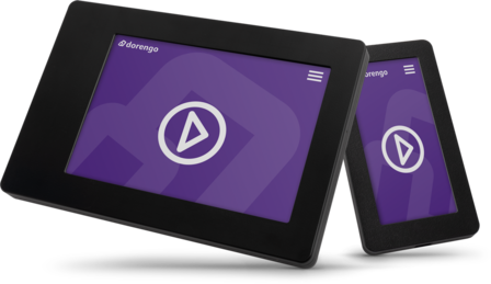 Image of a Dorengo tablet and smartphone multimedia guide device.
